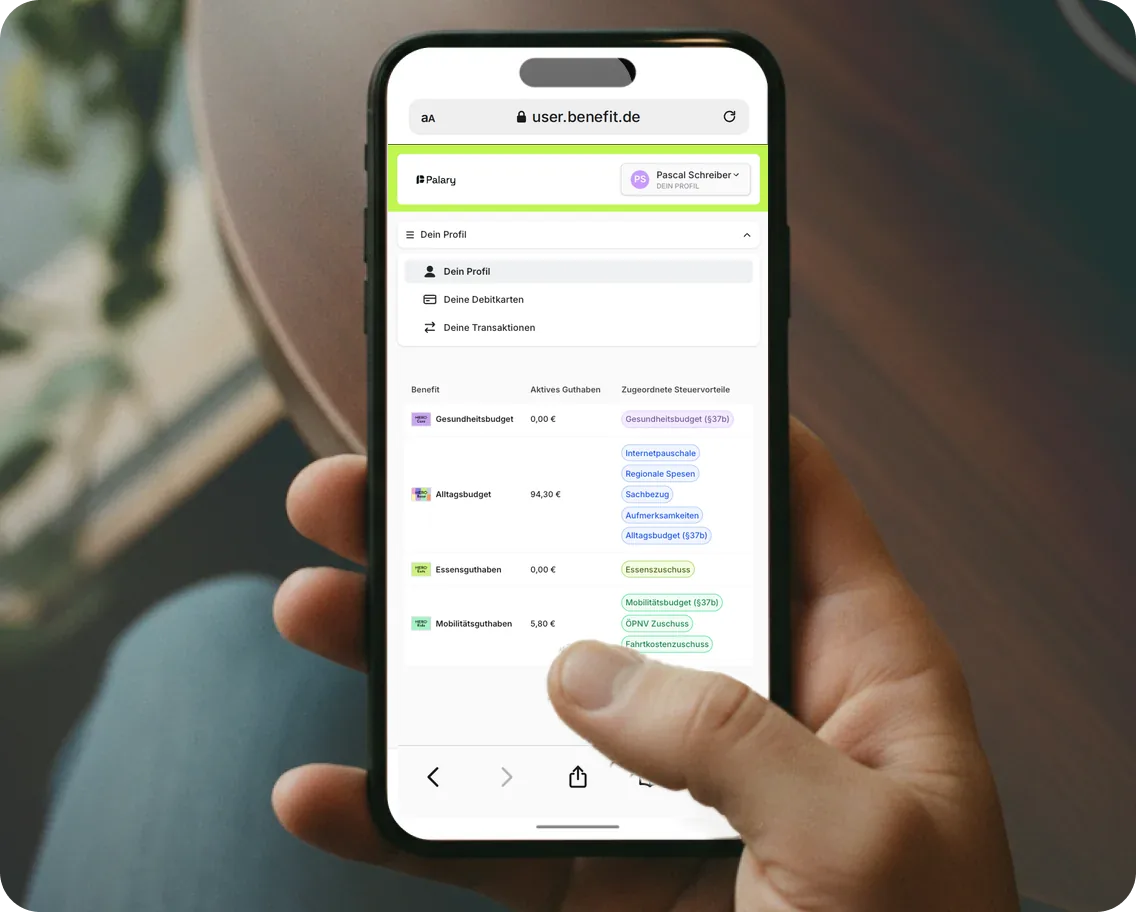 User Portal im mobilen Browser